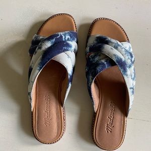 Madewell The SKYLER Slide Sandals Blue Tie-Dye Size 5.5